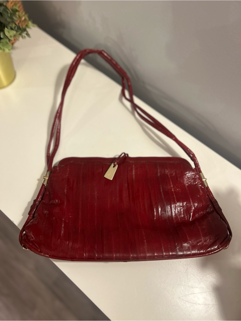 Red Eel Leather Shoulder Bag